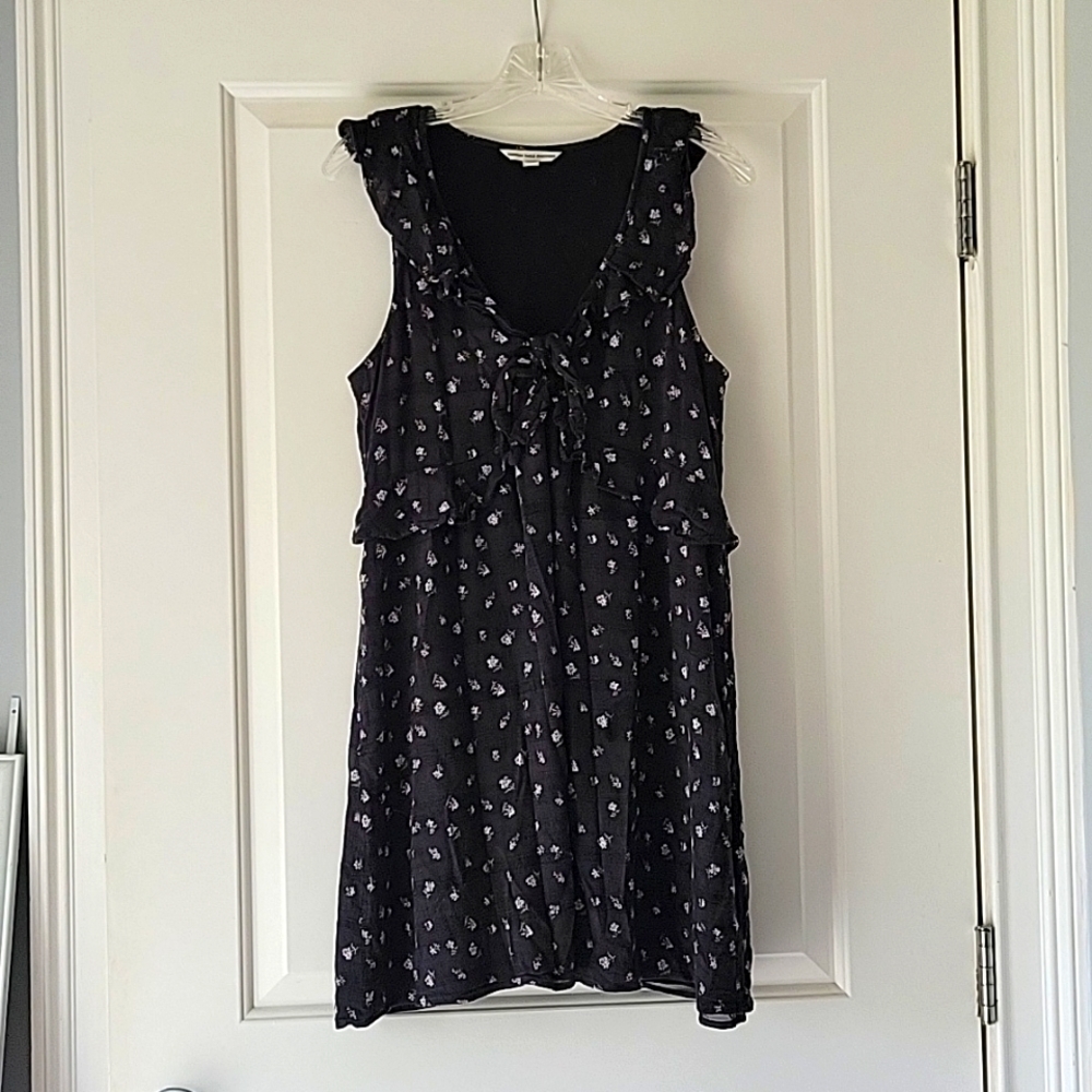 Black Summer Mini Dress Floral Medium